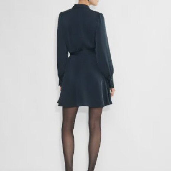 BABATON - Hyde Black Satin Mini Wrapped Up Dress - XS - Picture 4 of 13